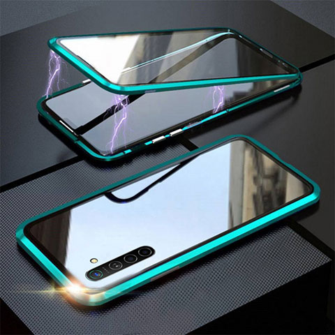 Funda Bumper Lujo Marco de Aluminio Espejo 360 Grados Carcasa M06 para Oppo K5 Verde