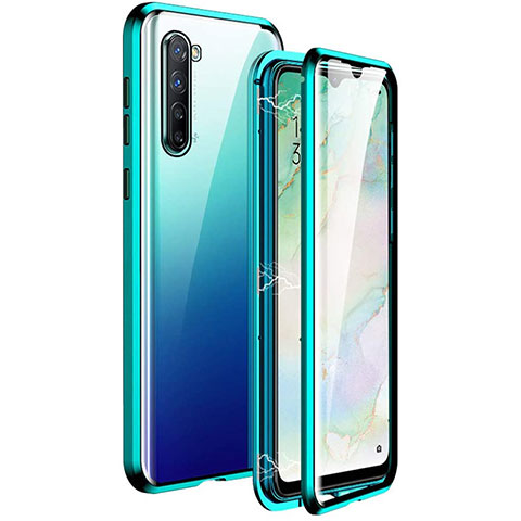 Funda Bumper Lujo Marco de Aluminio Espejo 360 Grados Carcasa M06 para Oppo Reno3 Verde