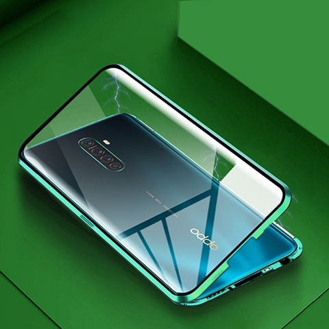 Funda Bumper Lujo Marco de Aluminio Espejo 360 Grados Carcasa M09 para Oppo Reno Ace Verde