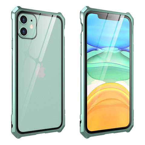 Funda Bumper Lujo Marco de Aluminio Espejo 360 Grados Carcasa M10 para Apple iPhone 11 Verde