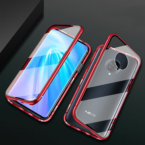 Funda Bumper Lujo Marco de Aluminio Espejo 360 Grados Carcasa M10 para Vivo Nex 3 Rojo