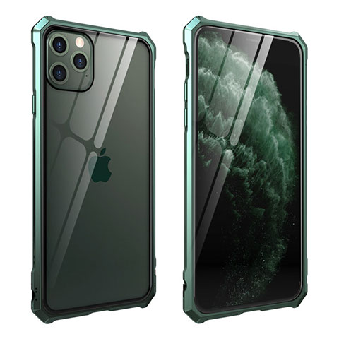 Funda Bumper Lujo Marco de Aluminio Espejo 360 Grados Carcasa M15 para Apple iPhone 11 Pro Verde