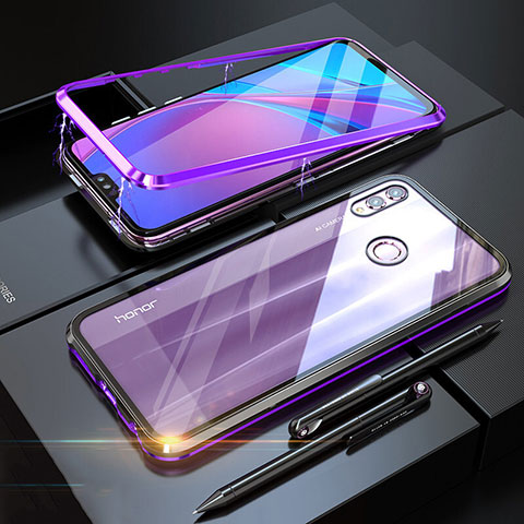 Funda Bumper Lujo Marco de Aluminio Espejo 360 Grados Carcasa P01 para Huawei Honor V10 Lite Morado