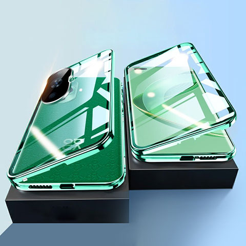 Funda Bumper Lujo Marco de Aluminio Espejo 360 Grados Carcasa P01 para Huawei Nova 11 Pro Verde