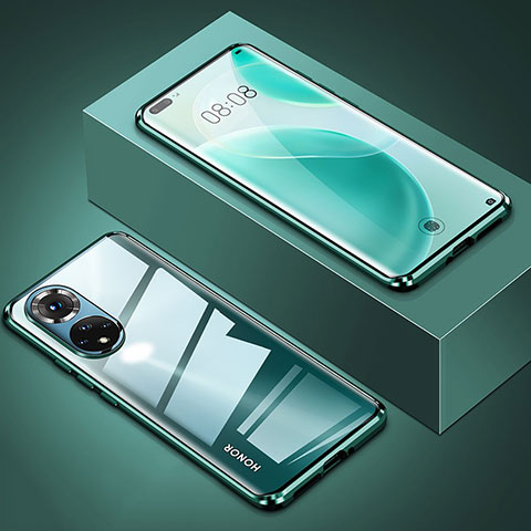 Funda Bumper Lujo Marco de Aluminio Espejo 360 Grados Carcasa P01 para Huawei Nova 9 Pro Verde