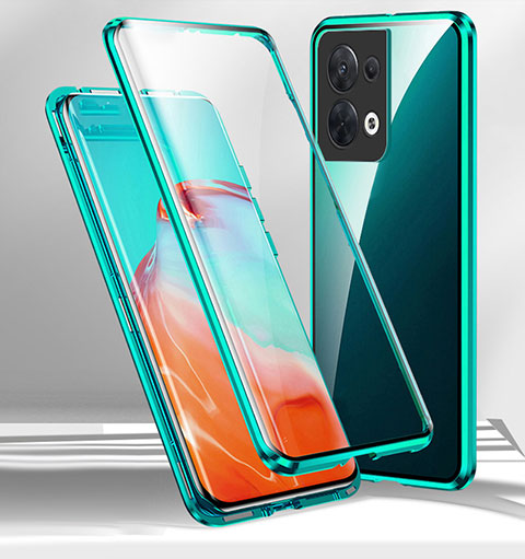 Funda Bumper Lujo Marco de Aluminio Espejo 360 Grados Carcasa P01 para OnePlus Ace 2V 5G Verde