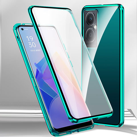 Funda Bumper Lujo Marco de Aluminio Espejo 360 Grados Carcasa P01 para OnePlus Nord CE 3 Lite 5G Verde