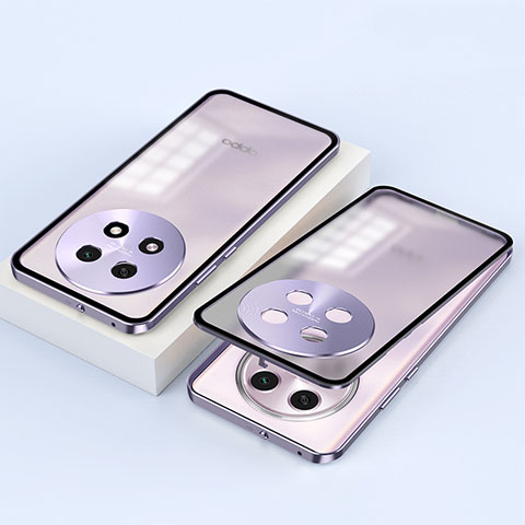 Funda Bumper Lujo Marco de Aluminio Espejo 360 Grados Carcasa P01 para Oppo A2 Pro 5G Morado