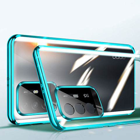 Funda Bumper Lujo Marco de Aluminio Espejo 360 Grados Carcasa P01 para Oppo A94 5G Verde