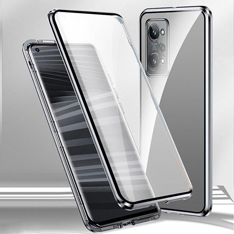 Funda Bumper Lujo Marco de Aluminio Espejo 360 Grados Carcasa P01 para Oppo K10 Pro 5G Plata