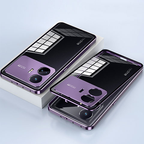 Funda Bumper Lujo Marco de Aluminio Espejo 360 Grados Carcasa P01 para Realme GT Neo5 SE 5G Morado