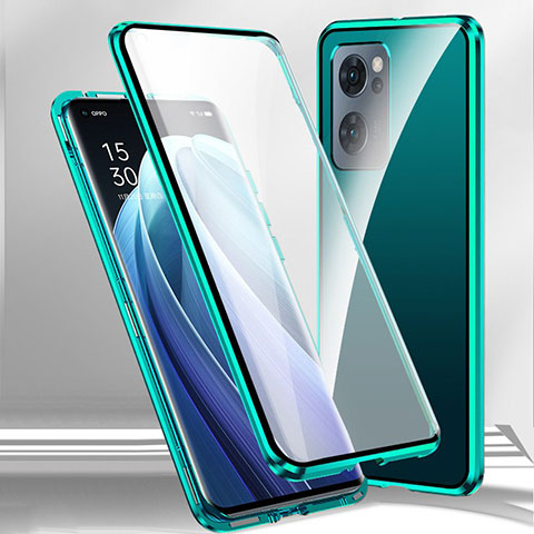 Funda Bumper Lujo Marco de Aluminio Espejo 360 Grados Carcasa P01 para Realme Narzo 50 5G Verde