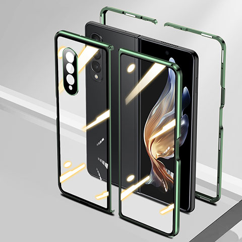 Funda Bumper Lujo Marco de Aluminio Espejo 360 Grados Carcasa P01 para Samsung Galaxy Z Fold4 5G Verde