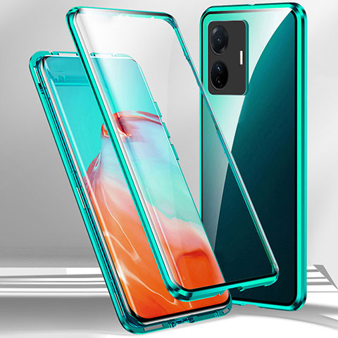 Funda Bumper Lujo Marco de Aluminio Espejo 360 Grados Carcasa P01 para Vivo iQOO Z6 Pro 5G Verde