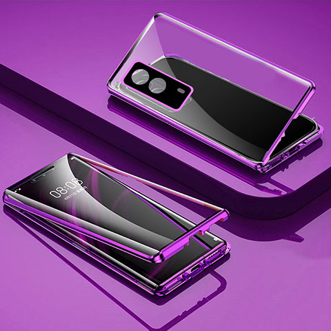 Funda Bumper Lujo Marco de Aluminio Espejo 360 Grados Carcasa P01 para Vivo Y53s t2 Morado