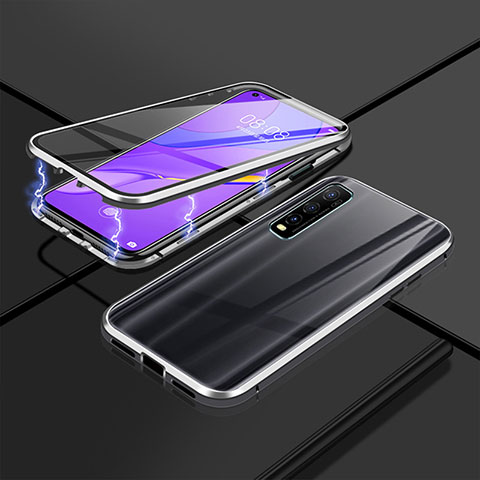 Funda Bumper Lujo Marco de Aluminio Espejo 360 Grados Carcasa P01 para Vivo Y70S 5G Plata