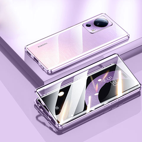 Funda Bumper Lujo Marco de Aluminio Espejo 360 Grados Carcasa P01 para Xiaomi Civi 2 5G Morado