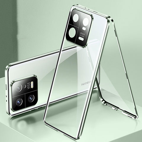 Funda Bumper Lujo Marco de Aluminio Espejo 360 Grados Carcasa P01 para Xiaomi Mi 13 Pro 5G Verde
