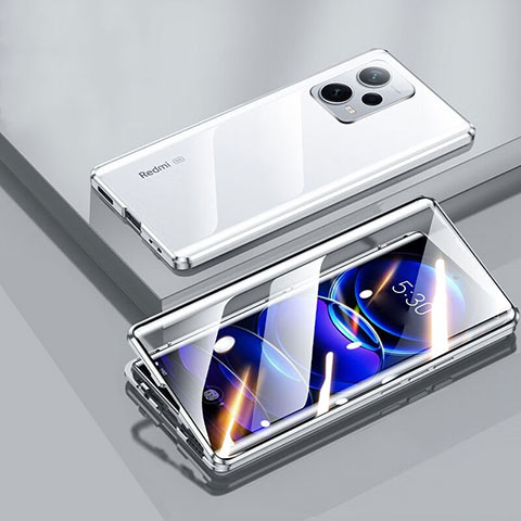 Funda Bumper Lujo Marco de Aluminio Espejo 360 Grados Carcasa P01 para Xiaomi Poco X5 5G Plata