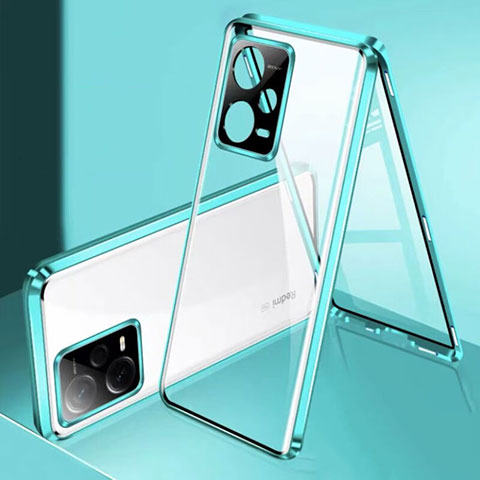 Funda Bumper Lujo Marco de Aluminio Espejo 360 Grados Carcasa P01 para Xiaomi Redmi Note 12 Explorer Verde