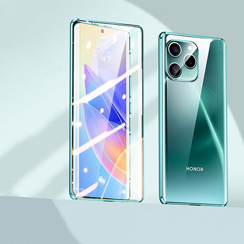 Funda Bumper Lujo Marco de Aluminio Espejo 360 Grados Carcasa P02 para Huawei Honor 60 SE 5G Verde