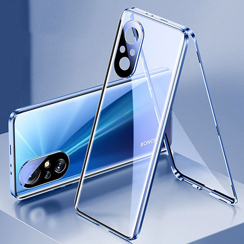 Funda Bumper Lujo Marco de Aluminio Espejo 360 Grados Carcasa P02 para Huawei Nova 9 SE Azul