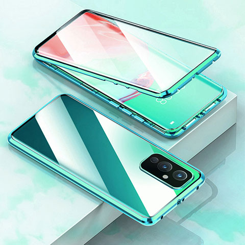 Funda Bumper Lujo Marco de Aluminio Espejo 360 Grados Carcasa P02 para OnePlus 9 5G Verde