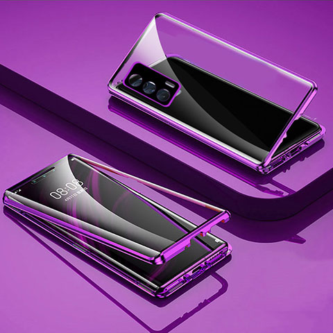 Funda Bumper Lujo Marco de Aluminio Espejo 360 Grados Carcasa P02 para Realme X7 Max 5G Morado