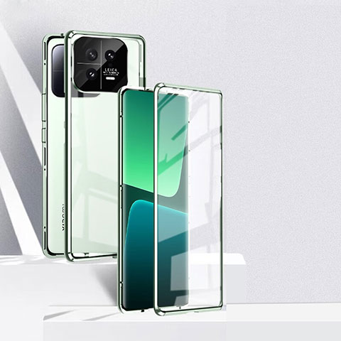 Funda Bumper Lujo Marco de Aluminio Espejo 360 Grados Carcasa P02 para Xiaomi Mi 13 Pro 5G Verde