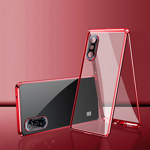 Funda Bumper Lujo Marco de Aluminio Espejo 360 Grados Carcasa P02 para Xiaomi Poco F3 GT 5G Rojo