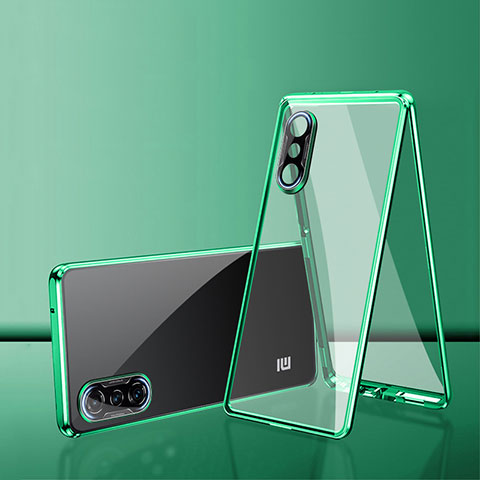 Funda Bumper Lujo Marco de Aluminio Espejo 360 Grados Carcasa P02 para Xiaomi Poco F3 GT 5G Verde