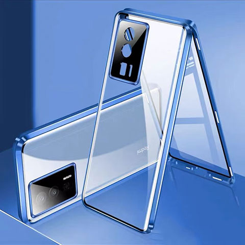 Funda Bumper Lujo Marco de Aluminio Espejo 360 Grados Carcasa P02 para Xiaomi Redmi K60 5G Azul