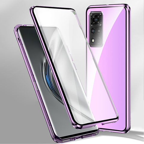 Funda Bumper Lujo Marco de Aluminio Espejo 360 Grados Carcasa P02 para Xiaomi Redmi Note 11 Pro+ Plus 5G Morado