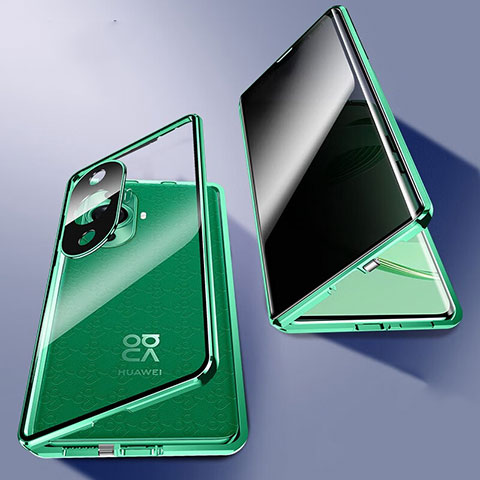 Funda Bumper Lujo Marco de Aluminio Espejo 360 Grados Carcasa P03 para Huawei Nova 11 Pro Verde