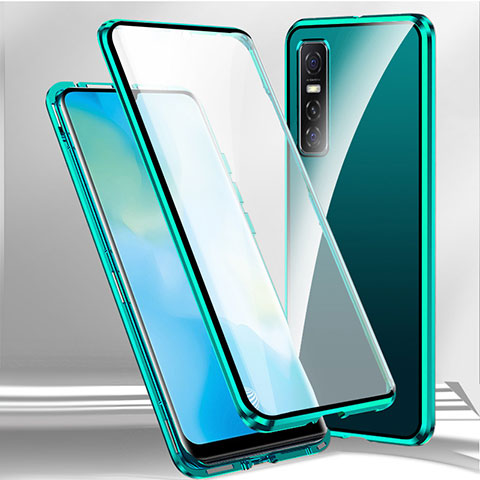 Funda Bumper Lujo Marco de Aluminio Espejo 360 Grados Carcasa P03 para Vivo Y73s 5G Verde