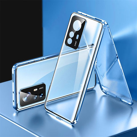 Funda Bumper Lujo Marco de Aluminio Espejo 360 Grados Carcasa P03 para Xiaomi Mi 12T Pro 5G Azul