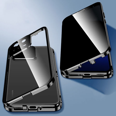 Funda Bumper Lujo Marco de Aluminio Espejo 360 Grados Carcasa P03 para Xiaomi Mi 13 5G Negro