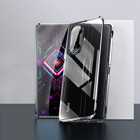 Funda Bumper Lujo Marco de Aluminio Espejo 360 Grados Carcasa P03 para Xiaomi Poco F3 GT 5G Negro