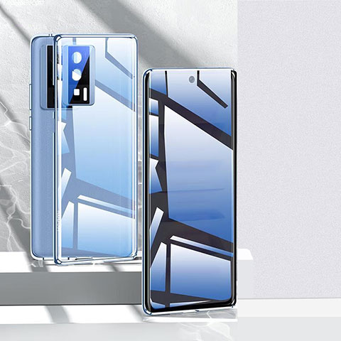 Funda Bumper Lujo Marco de Aluminio Espejo 360 Grados Carcasa P03 para Xiaomi Redmi K60 Pro 5G Azul