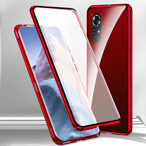 Funda Bumper Lujo Marco de Aluminio Espejo 360 Grados Carcasa P03 para Xiaomi Redmi Note 12S Rojo