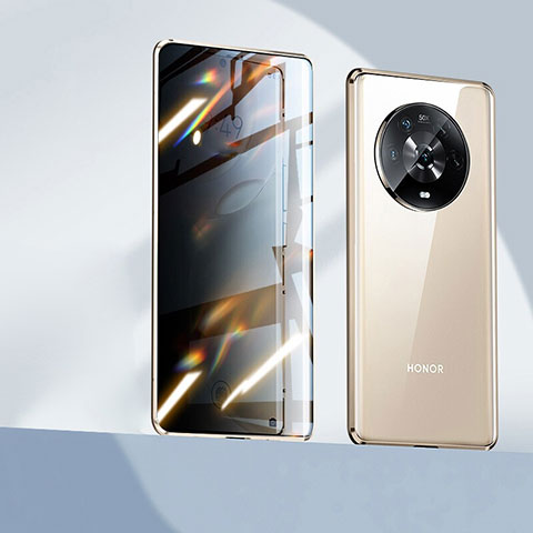 Funda Bumper Lujo Marco de Aluminio Espejo 360 Grados Carcasa P04 para Huawei Honor Magic4 5G Oro