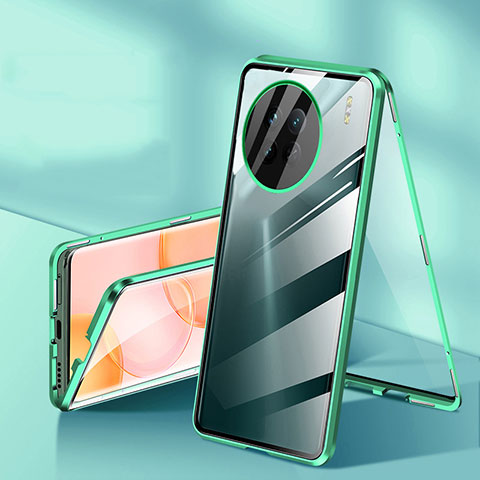 Funda Bumper Lujo Marco de Aluminio Espejo 360 Grados Carcasa P04 para OnePlus 11 5G Verde