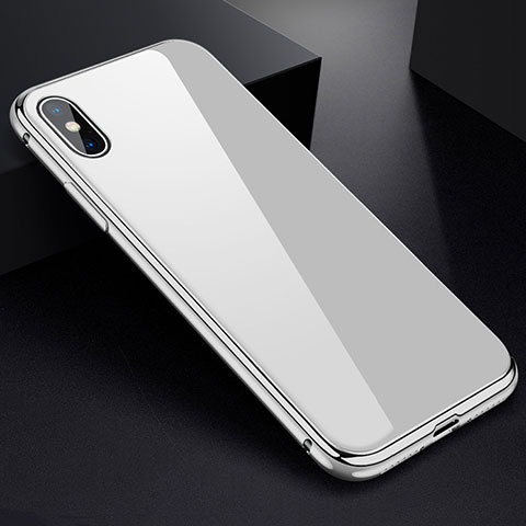 Funda Bumper Lujo Marco de Aluminio Espejo 360 Grados Carcasa para Apple iPhone X Blanco