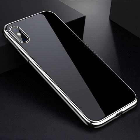 Funda Bumper Lujo Marco de Aluminio Espejo 360 Grados Carcasa para Apple iPhone X Plata