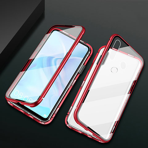 Funda Bumper Lujo Marco de Aluminio Espejo 360 Grados Carcasa para Huawei Enjoy 10 Plus Rojo