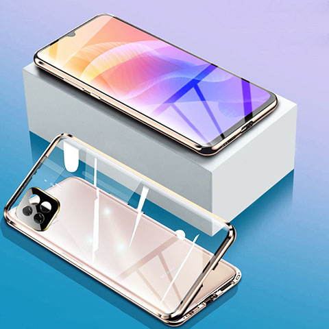 Funda Bumper Lujo Marco de Aluminio Espejo 360 Grados Carcasa para Huawei Enjoy 20 5G Oro