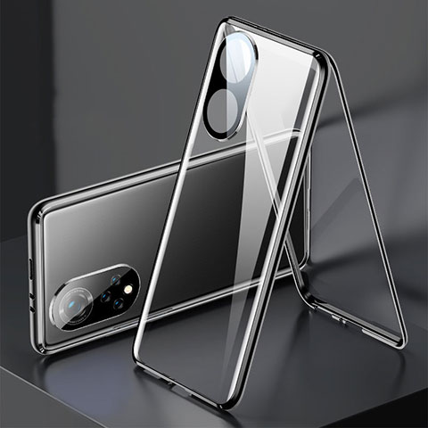 Funda Bumper Lujo Marco de Aluminio Espejo 360 Grados Carcasa para Huawei Honor 50 Pro 5G Negro