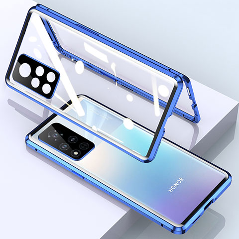 Funda Bumper Lujo Marco de Aluminio Espejo 360 Grados Carcasa para Huawei Honor V40 5G Azul