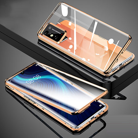 Funda Bumper Lujo Marco de Aluminio Espejo 360 Grados Carcasa para Huawei Honor X10 Max 5G Oro