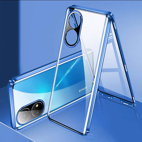 Funda Bumper Lujo Marco de Aluminio Espejo 360 Grados Carcasa para Huawei Honor X7 Azul